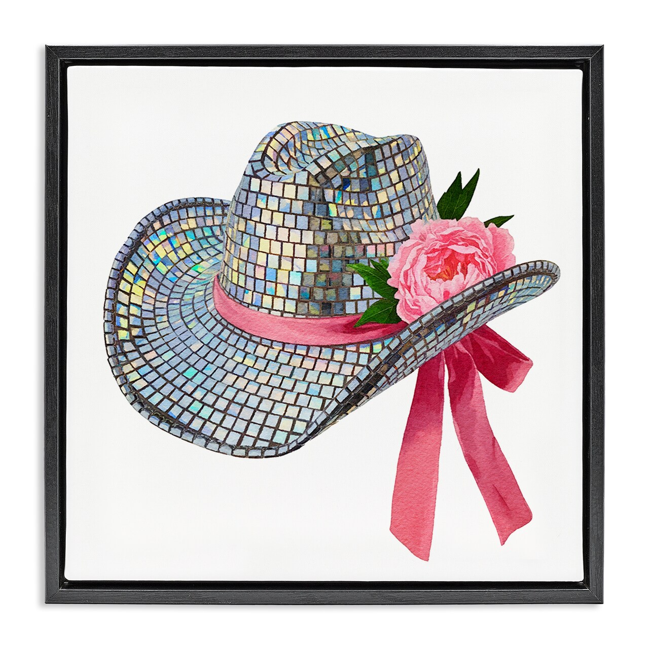 Stupell Industries Chic Bow on Disco Hat Floating Frame Design by Amanda Greenwood